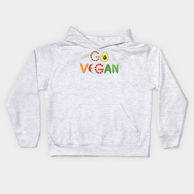 Go Vegan Kids Hoodie by KsuAnn